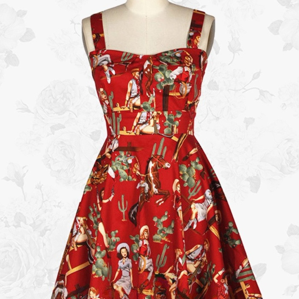 Luouse cowgirl retro swing dress